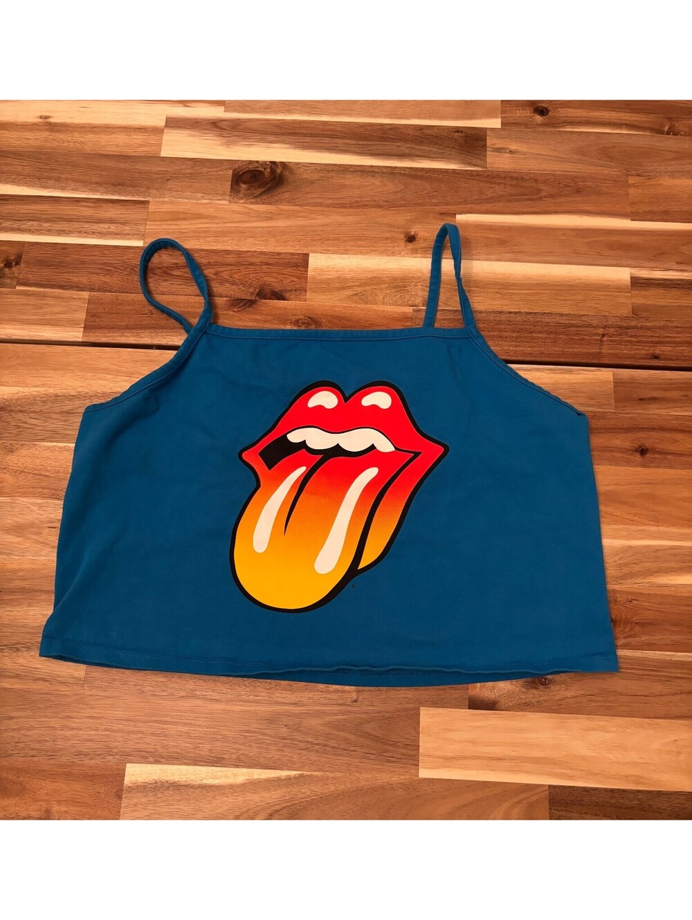 The Rolling Stones Blue Graphic Tank Top with Tongue Logo (2205)